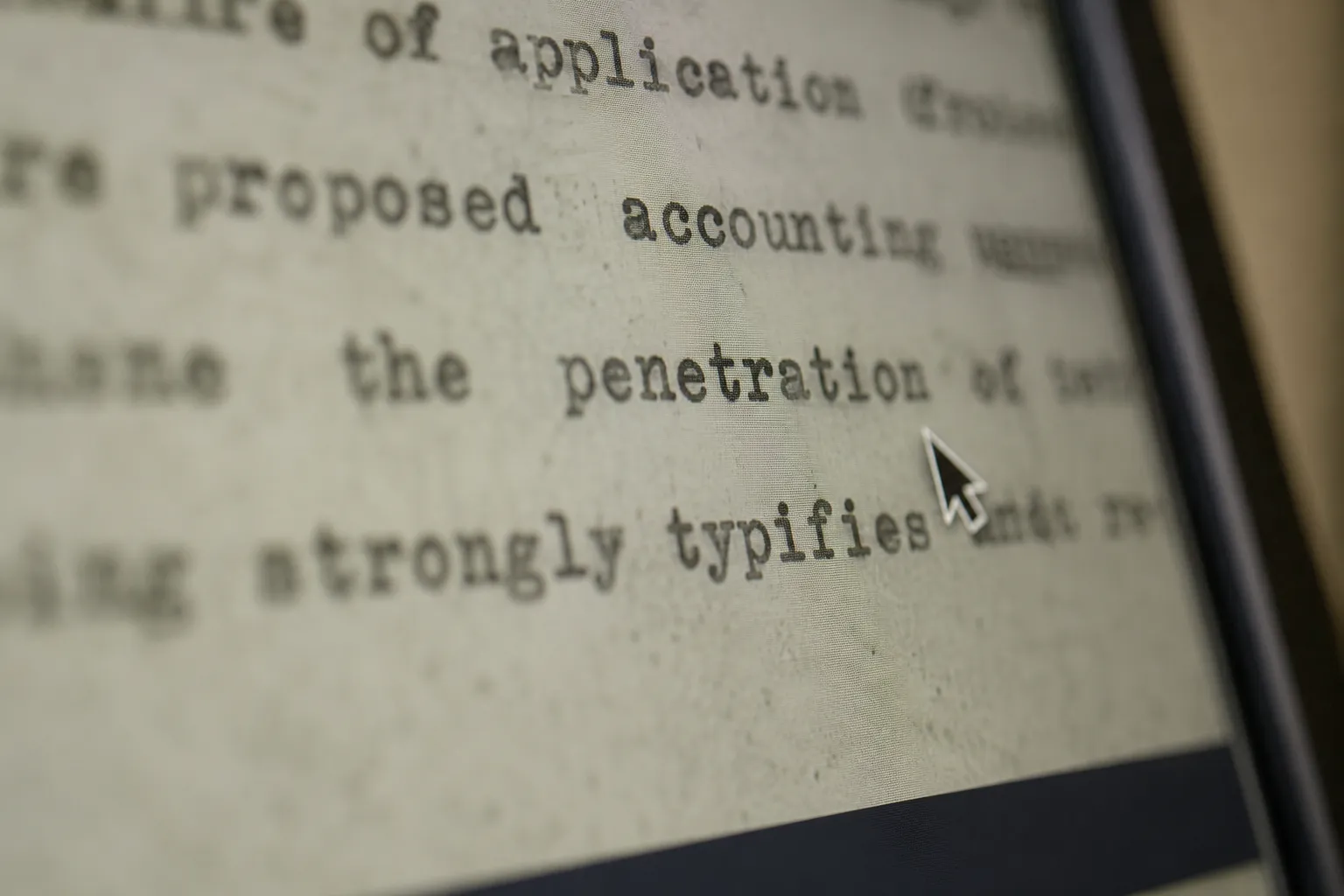 A scanned contract on a laptop screen with a search box open over it